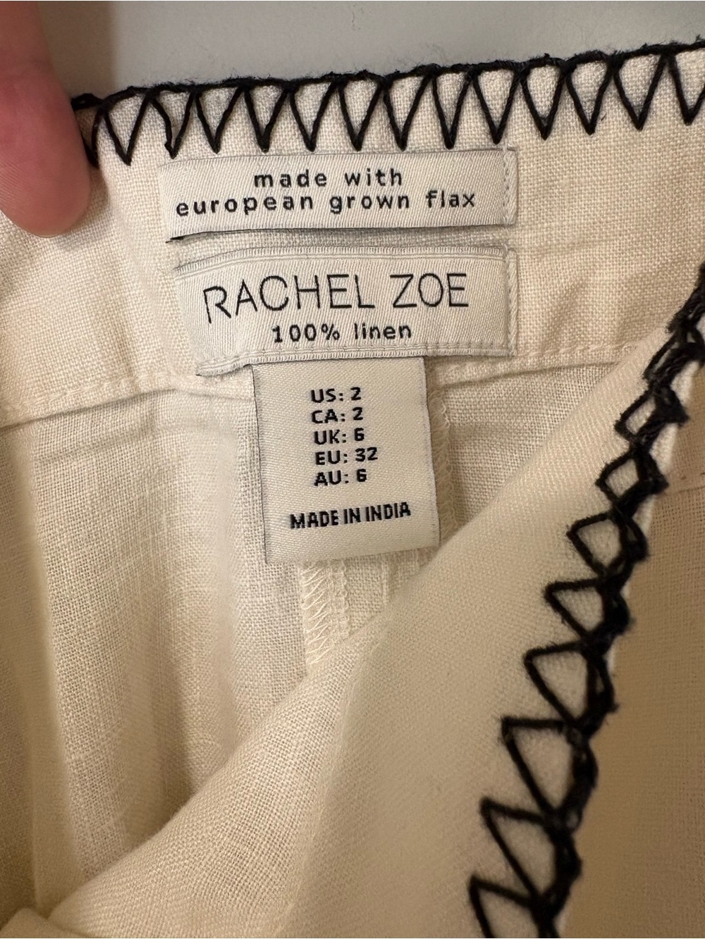 NWOT Rachel Zoe 100% Linen White Black Stitch Two-Piece Set⁠ (size top s skirt 2 - Picture 11 of 11